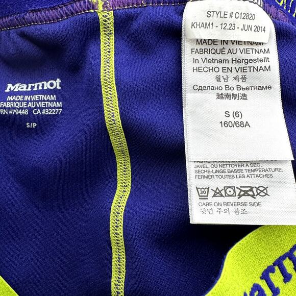 Marmot Thermalclime Pro Tights Leggings Quick-Dry Whicking Purple Green Small - Picture 3 of 5